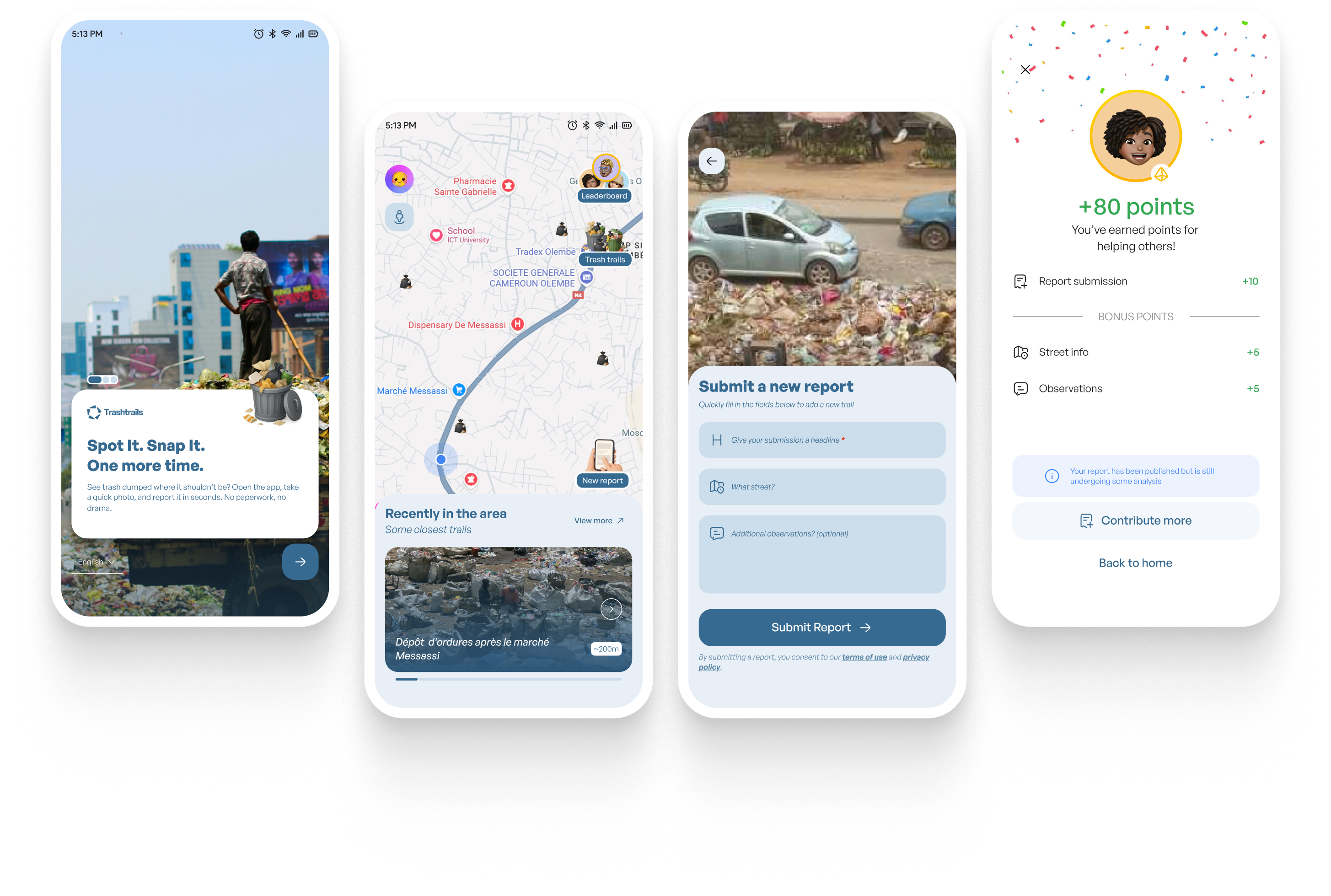 Trash Trails Mobile App Flow Illustration